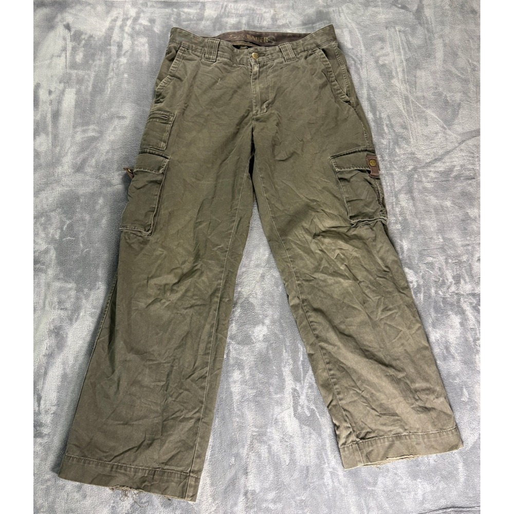 Eddie Bauer Mens Cargo Pants 32 x 30 Olive Green Cotton Multi Pocket Utility